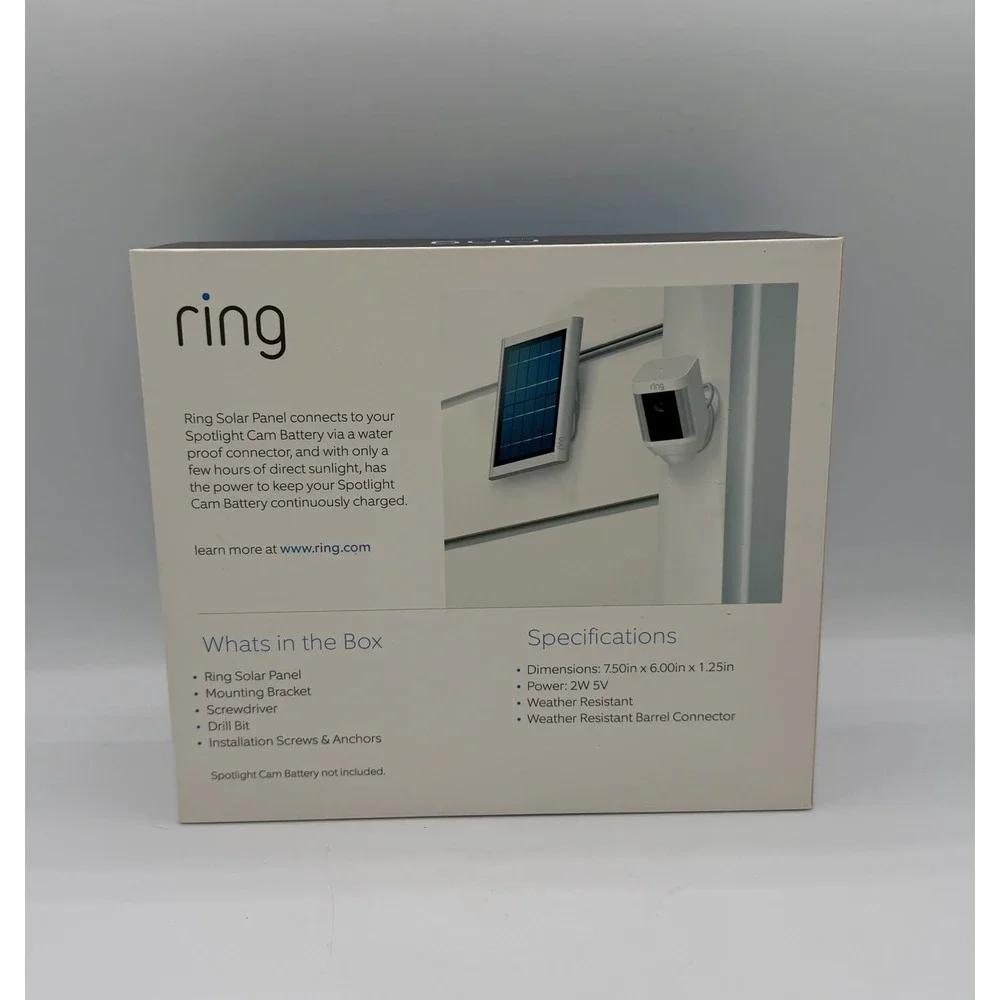 Ring Solar Panel for Spotlight Cam Battery White - New/Sealed